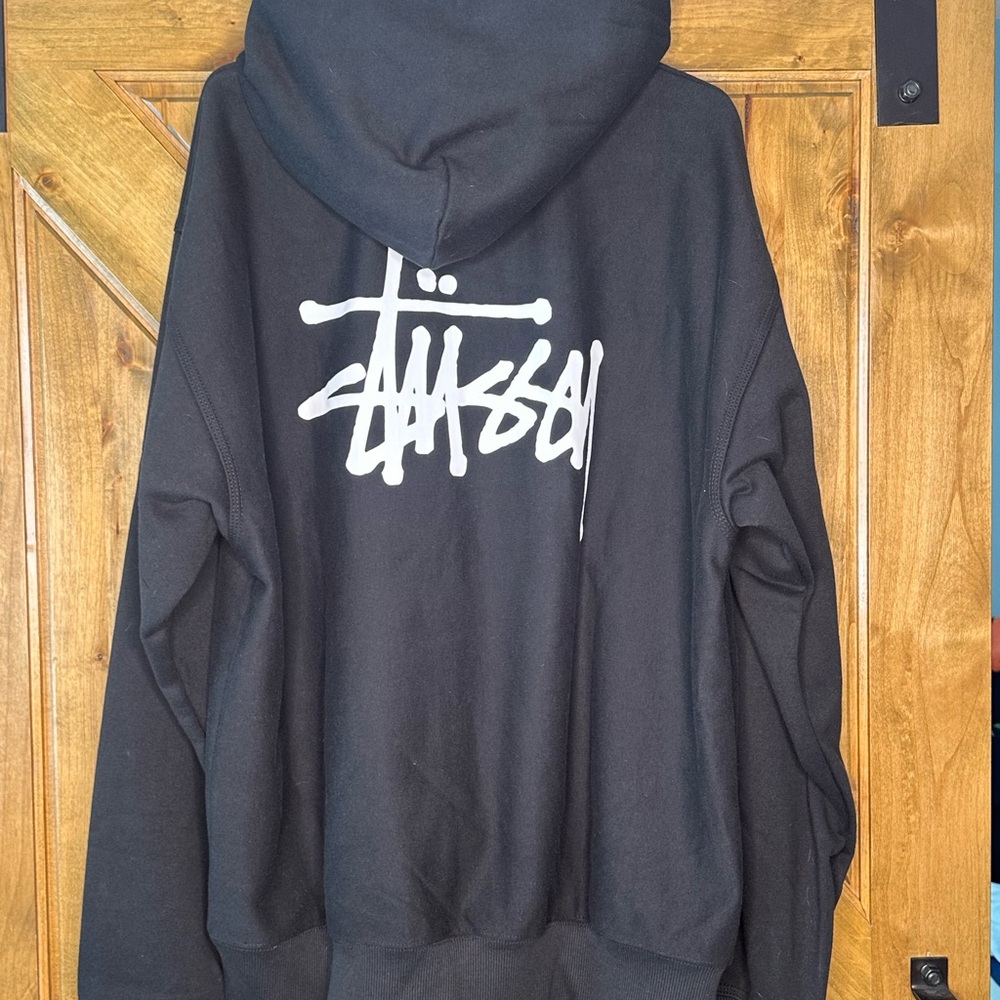 Stussy Black Hoodie with White Logo